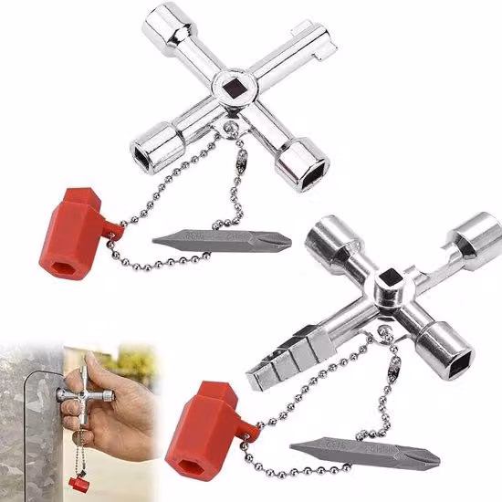 Chiavi quadrate universali - Utensili manuali - Multitool - Testa a croce - Armadietto per contatori del gas, dell'elettricità e dell'acqua
