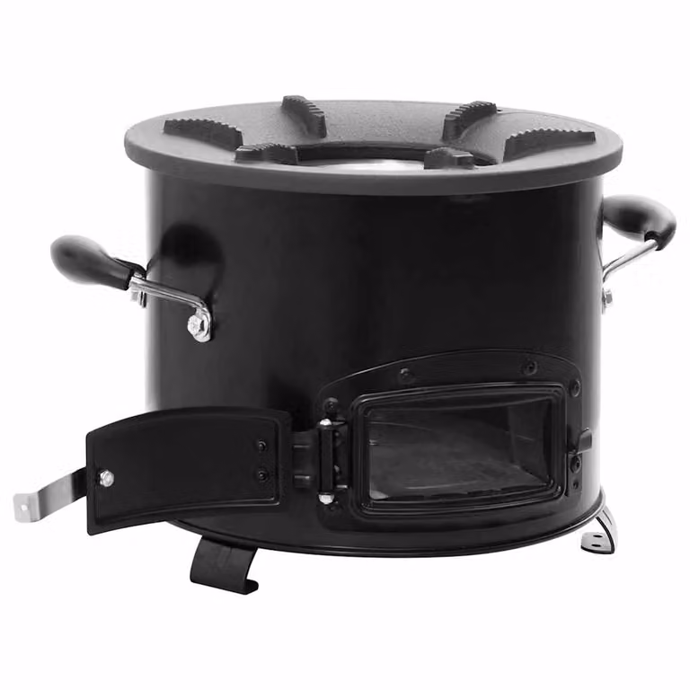 Stufa a legna da campeggio vidaXL in metallo nero L: 36 cm, P: 26 cm, H: 22,5 cm
