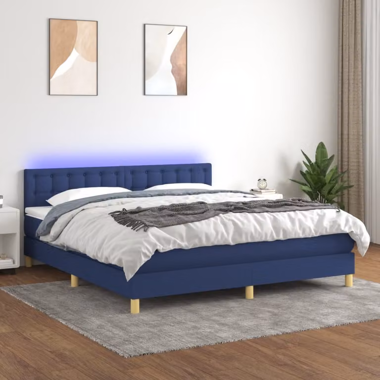 Maison Exclusive - Letto a Molle con Materasso e LED Blu 180x200 cm in Tessuto