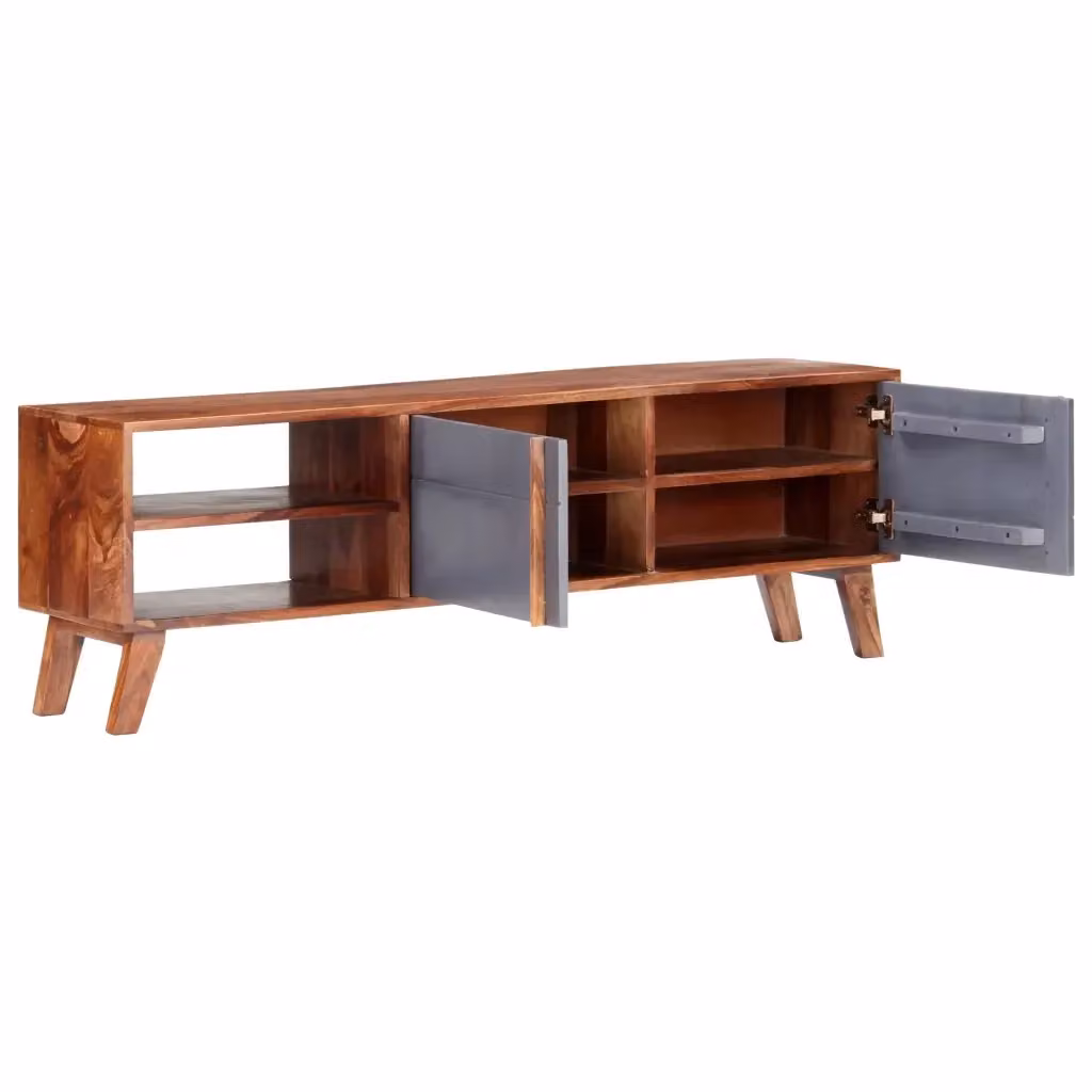 Mobile porta TV classico in legno massello grigio e marrone L/P/H: 140 x 30 x 45 cm – 2