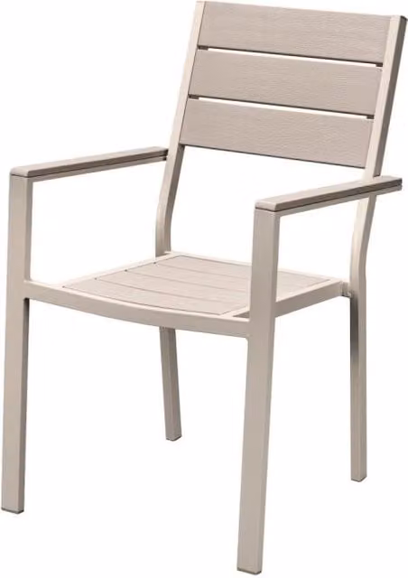 Set di due sedie da giardino con braccioli beige CasaCollection, finitura effetto legno e struttura resistente alle intemperie