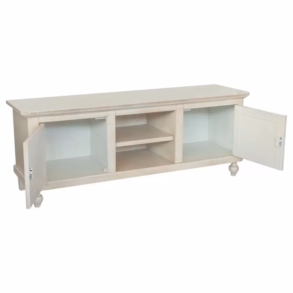 Porta TV in legno stile shabby chic bianco invecchiato con 2 ante Mobili 2G L: 150 cm, P: 43 cm, H: 56 cm