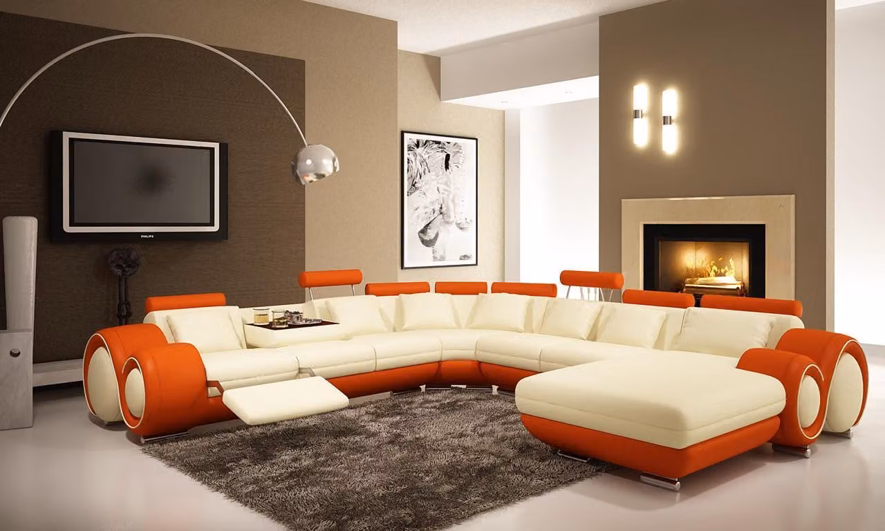 Multifunktions Ledercouch Couch Sofa Polster Ecksofa Moderne XXL Big Couchen