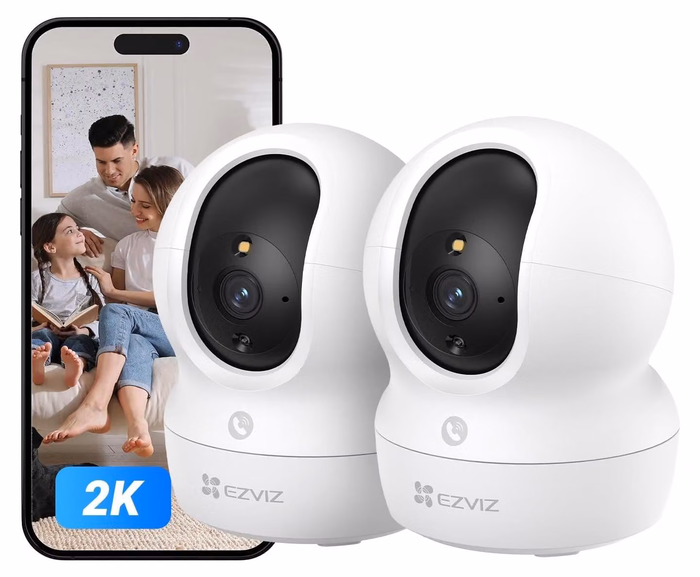 Telecamera di sorveglianza WiFi per interni 2K - Rotazione 360° - Rilevamento persone e tracciamento - Visione notturna a colori - Audio bidirezionale