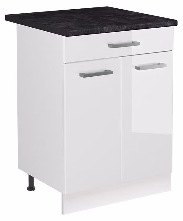 Mobile lavello cucina Vicco R-Line Bianco lucido/Bianco 60 cm piano di lavoro Antracite, Model 73032