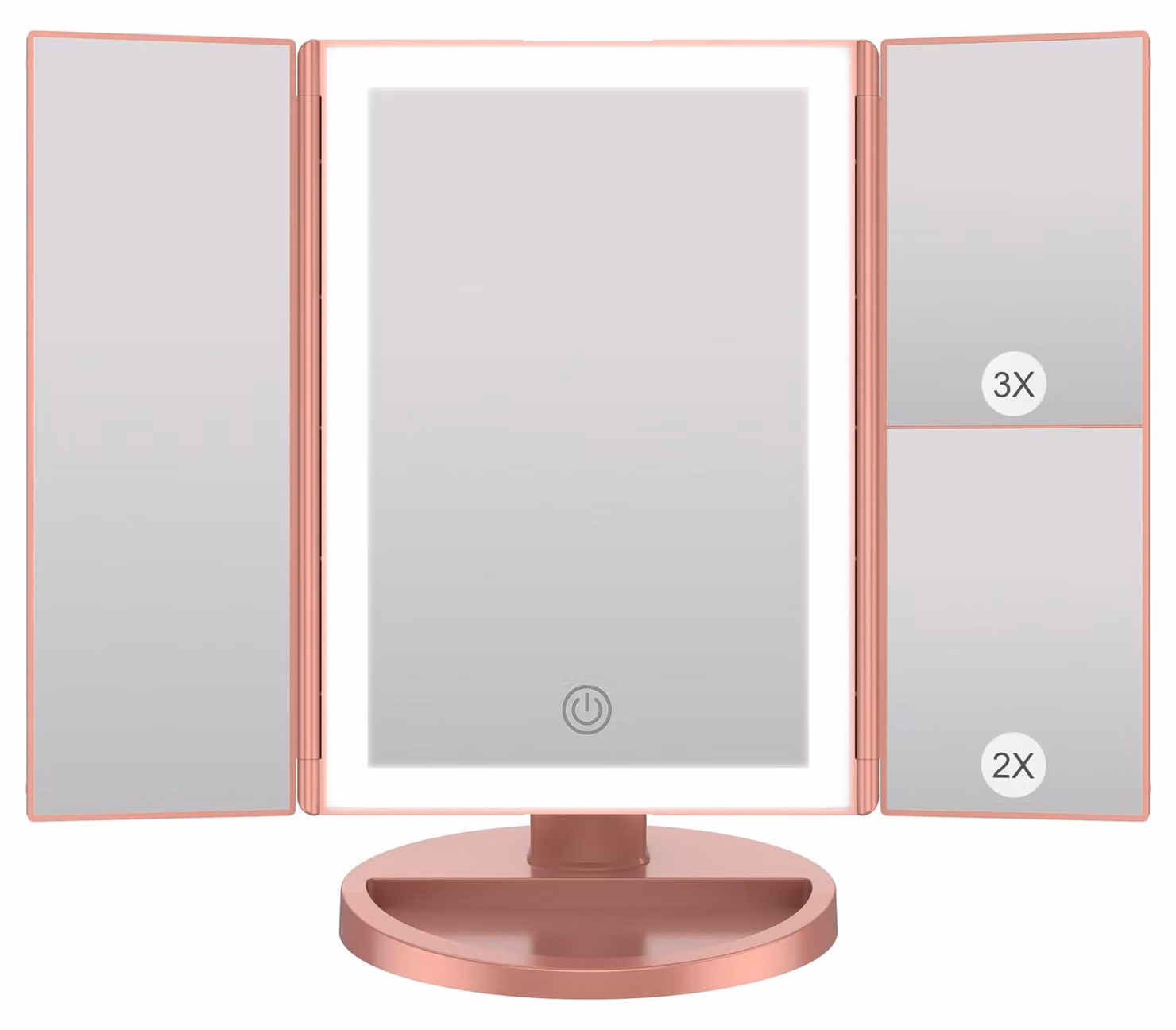 Specchio da trucco illuminato WEILY, specchio per il trucco con ingrandimento 1X/2X/3X