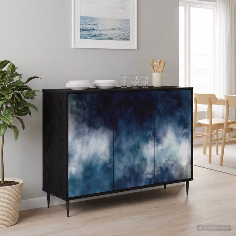 Credenza moderna vidaXL RAALTE in rovere nero, L/P/H: 102 x 33 x 76 cm