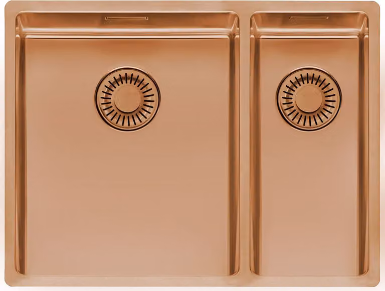 REGINOX R39212 Lavello NEW YORK 34x40+18x40 Comfort Copper II, adatto a basi di almeno 60 cm di larghezza / Bordo a filo / Installazione a incasso / Sottotop