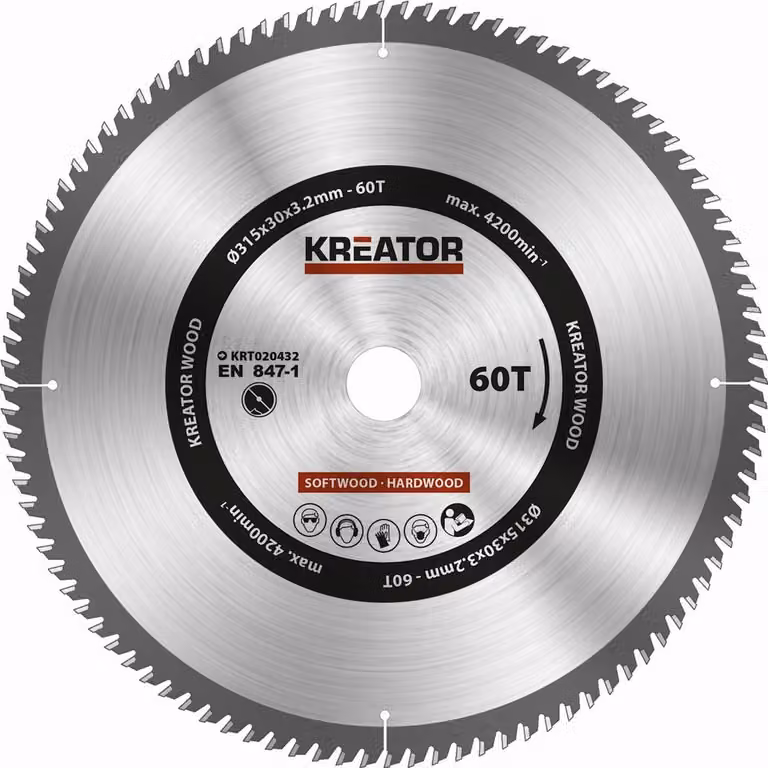 Lama circolare Ø 315 x 30 x 3,2 mm 60 denti Lama per legno + 3 anelli di riduzione