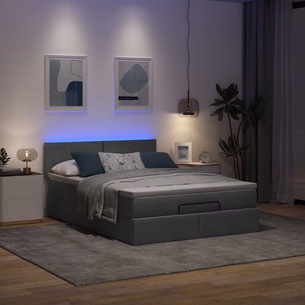 Maison Exclusive - Pouf Letto con Materasso e LED Grigio Scuro 140x200 cm