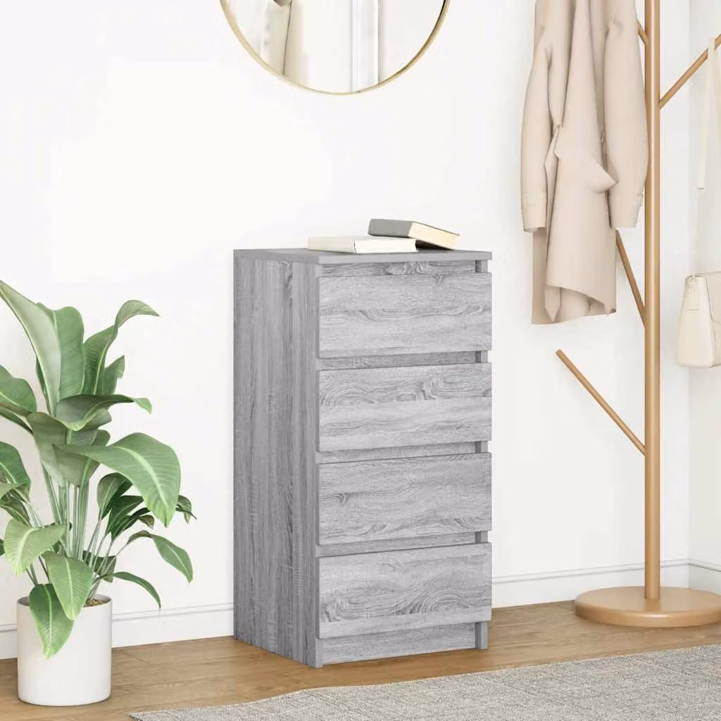 Credenza moderna vidaXL in legno multistrato e MDF, colore Grigio Sonoma, L 37,5 cm x P 35 cm x H 76 cm