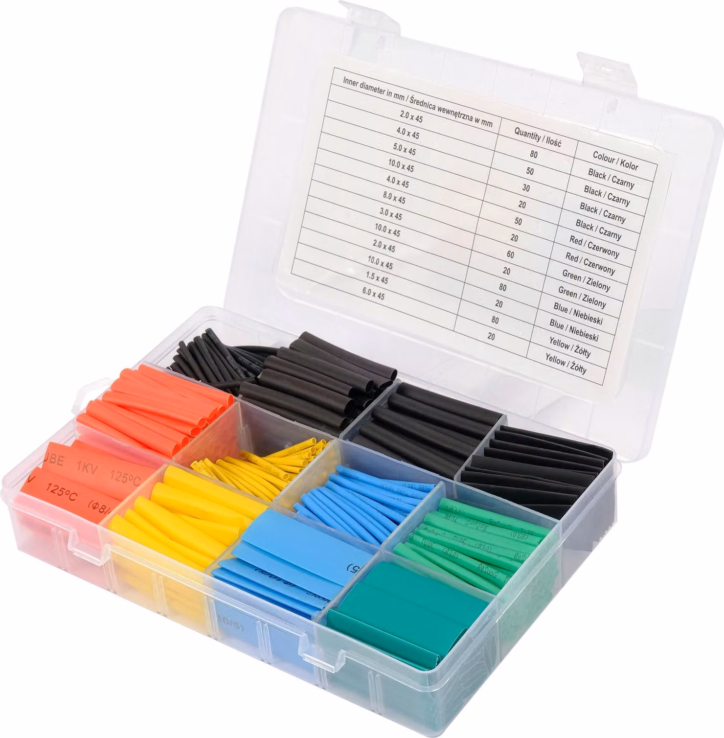 Set di guaine termorestringenti, 530 pezzi, 12 misure, colorate