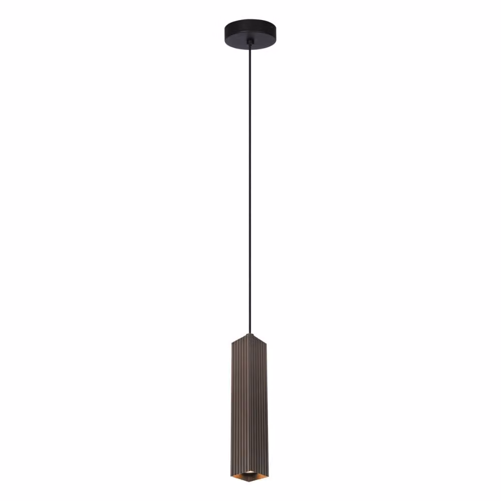Lampada a sospensione moderna per soggiorno cucina sopra isola tubo quadrato marrone a righe 1xGU10 10W TECNO Italux