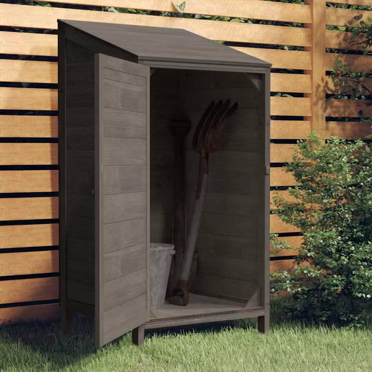 Capanno da Giardino vidaXL in Legno Massello di Abete, Colore Antracite, L: 55 cm, P: 52 cm, H: 112 cm
