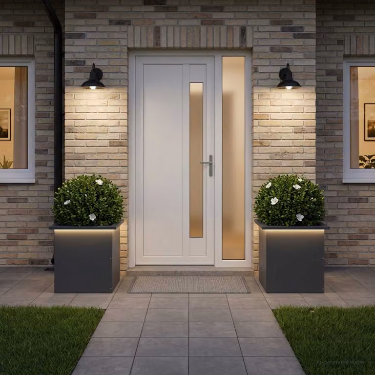 Set di 2 fioriere da giardino vidaXL con LED in metallo, colore antracite, L/P/H: 40 x 40 x 40 cm