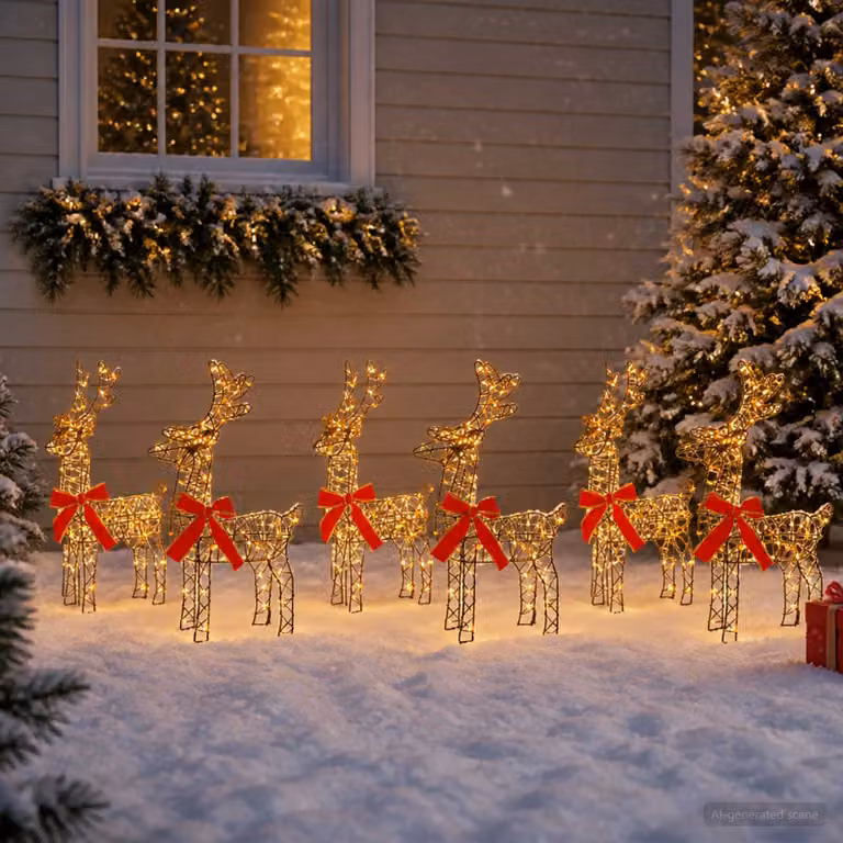 vidaXL Renna di Natale 6 pz 360 LED Bianco caldo 33 x 12 x 55 cm