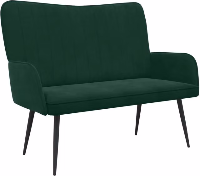 Divano a due posti moderno in velluto verde e grigio con struttura in metallo per soggiorno o camera da letto L: 115 cm, P: 61 cm, H: 87 cm – 1