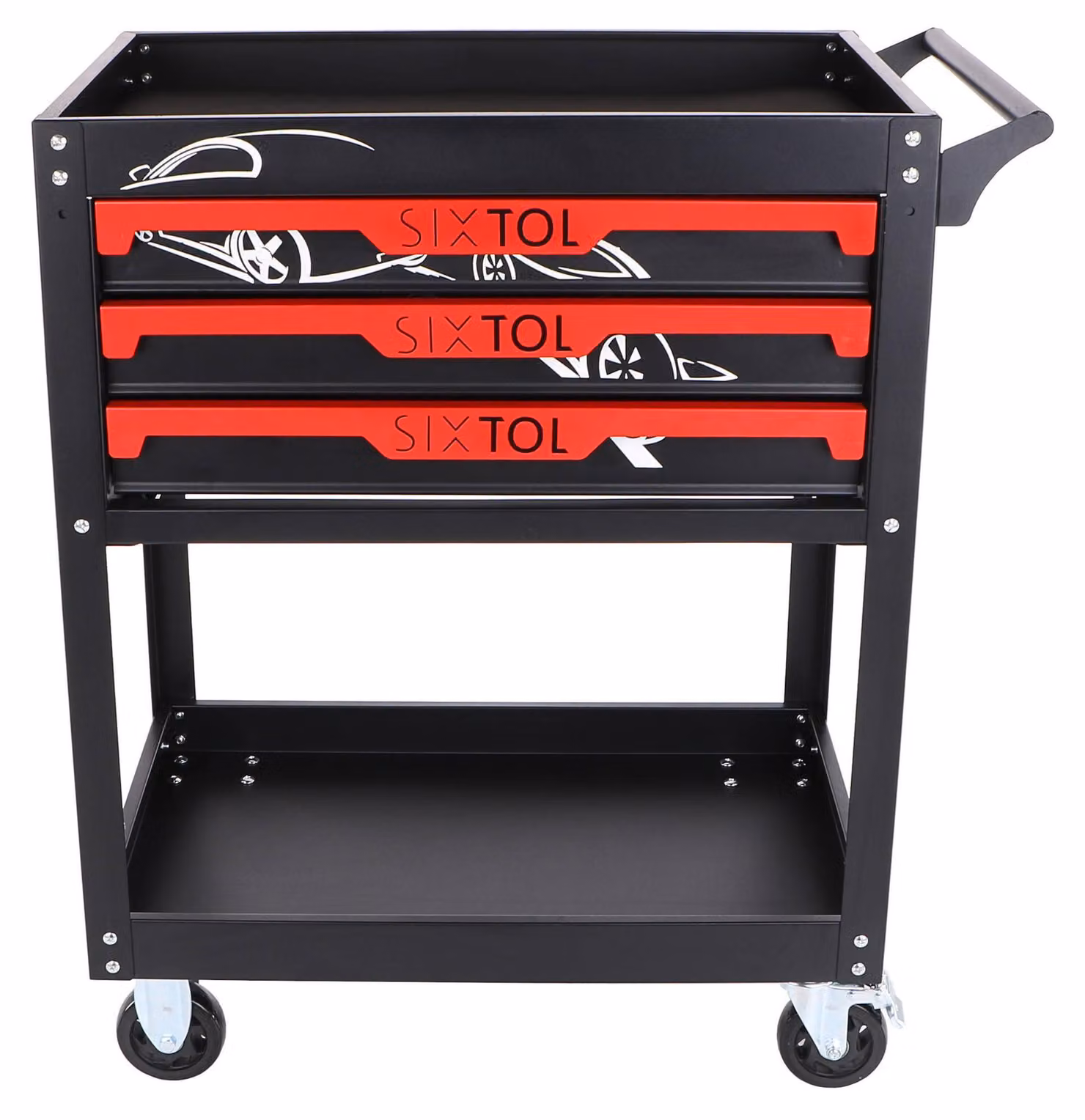 Carrello per utensili da officina, modello JASON, con 3 cassetti e 1 ripiano