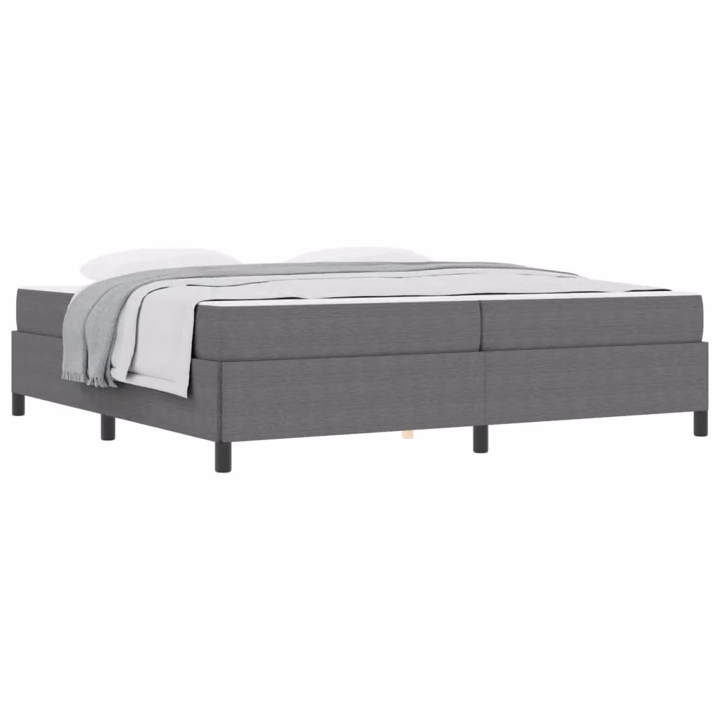 Struttura del letto moderna vidaXL in tessuto e legno, Grigio e Bianco, L 200 x P 200 x H 280 cm – 2