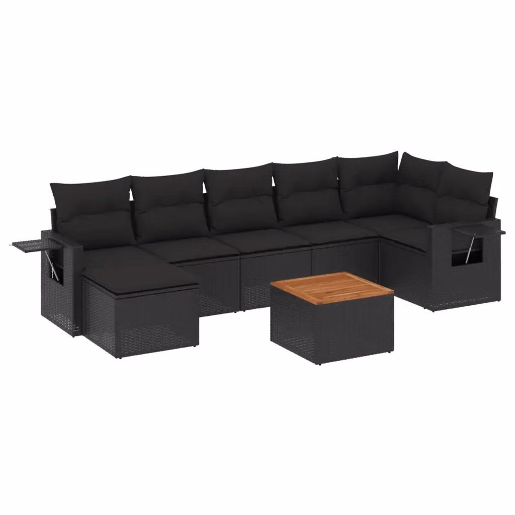 vidaXL Set Divani da Giardino a L con Cuscini 8 pz in Polyrattan Nero – 2