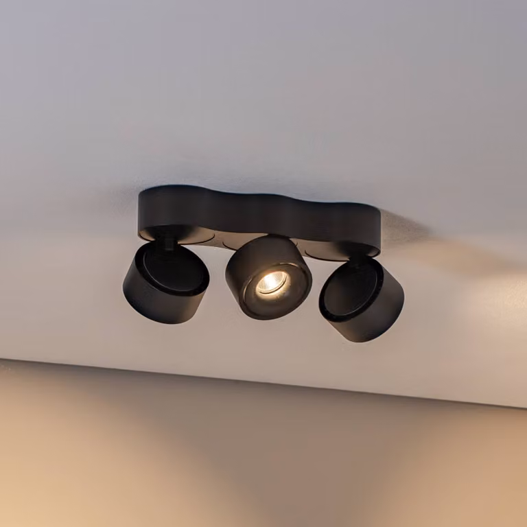 Plafoniera a LED Rotari Arcchio, dimmerabile, Nero, Soggiorno / Sala da pranzo, Alluminio, Moderno, Plafoniera LED