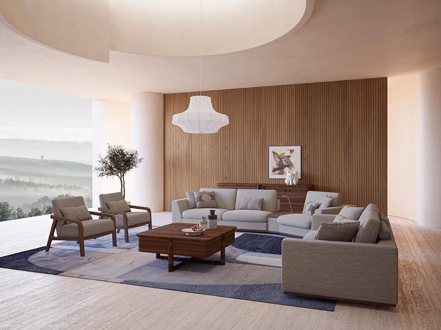 Wohnzimmer Set 4tlg Zweisitzer mit Dreisitzer Sofa Polster Textil 2x Sessel