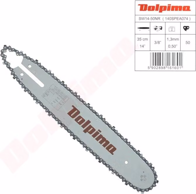 Spada guida Dolpima 3/8 1,3Mm 35Cm/14 + catena 50 Tg Stihl