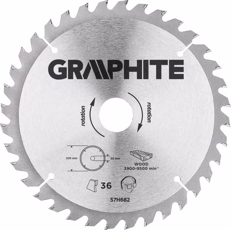 GRAFITE Lama per sega, widia, 205 x 30 mm, 36 denti