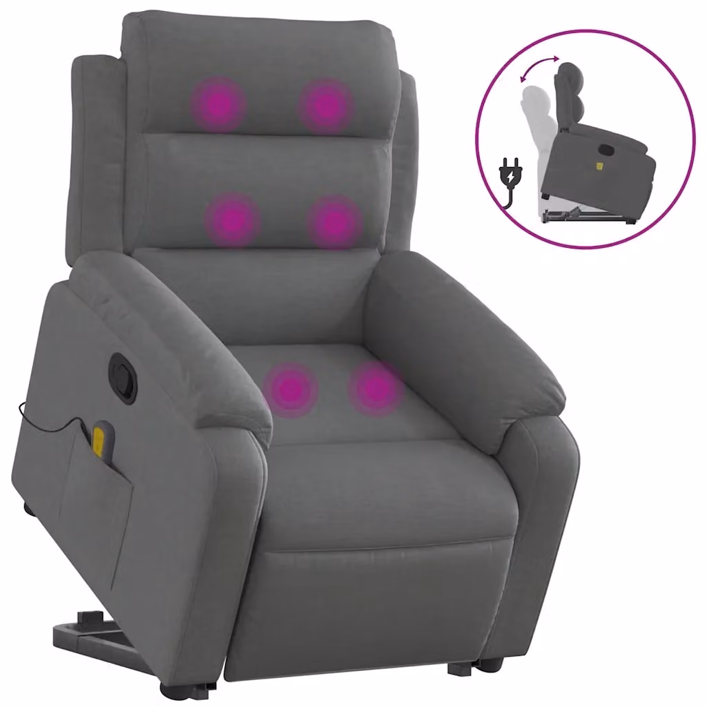 Poltrona Alzapersona Reclinabile con Assistenza Elettrica vidaXL Grigio con Braccioli per Senior – 2