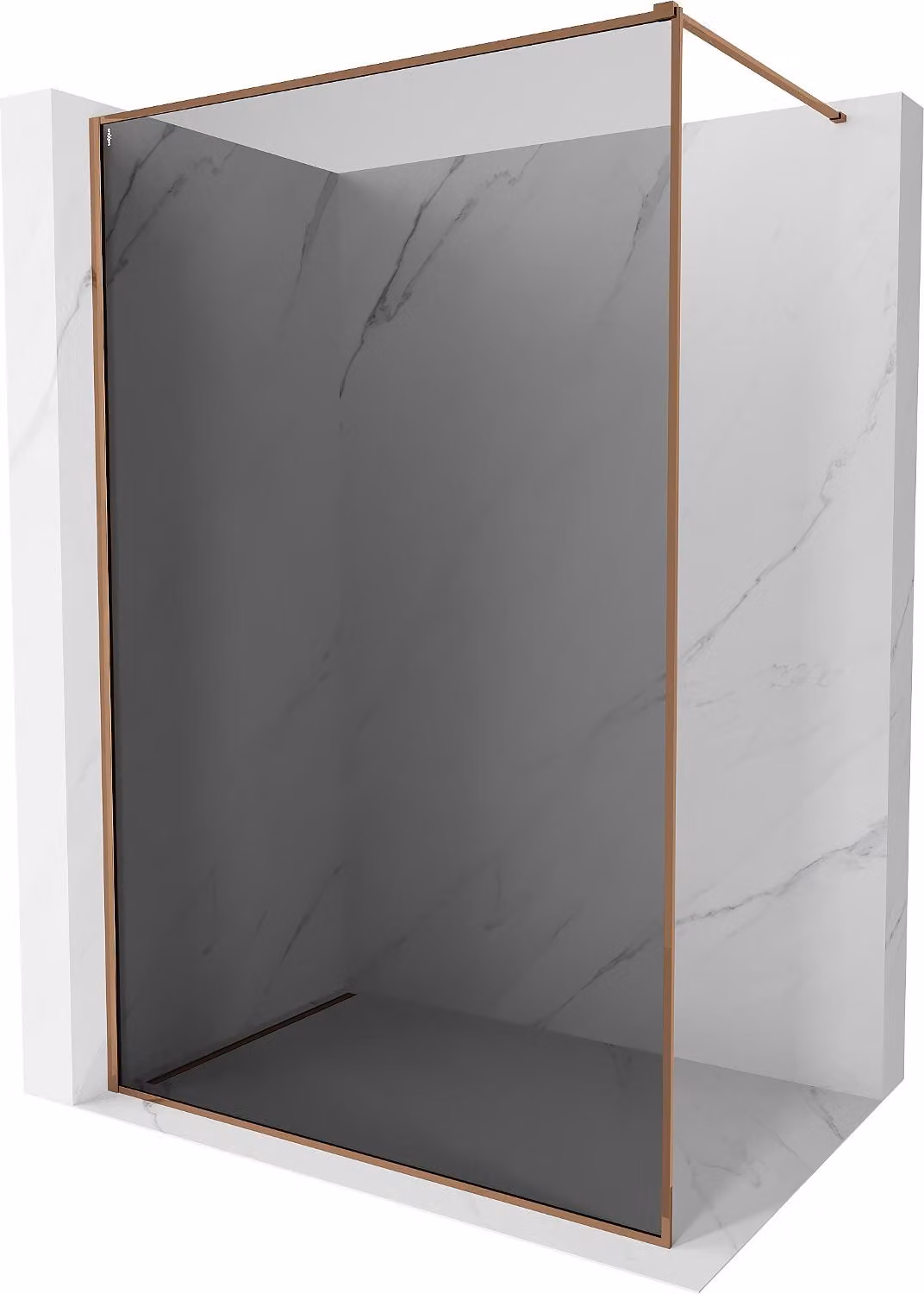 Mexen Kioto-F parete doccia Walk-in con cornice 90 x 202 cm, grafite 8 mm, oro rosa - 800-090-104-60-40