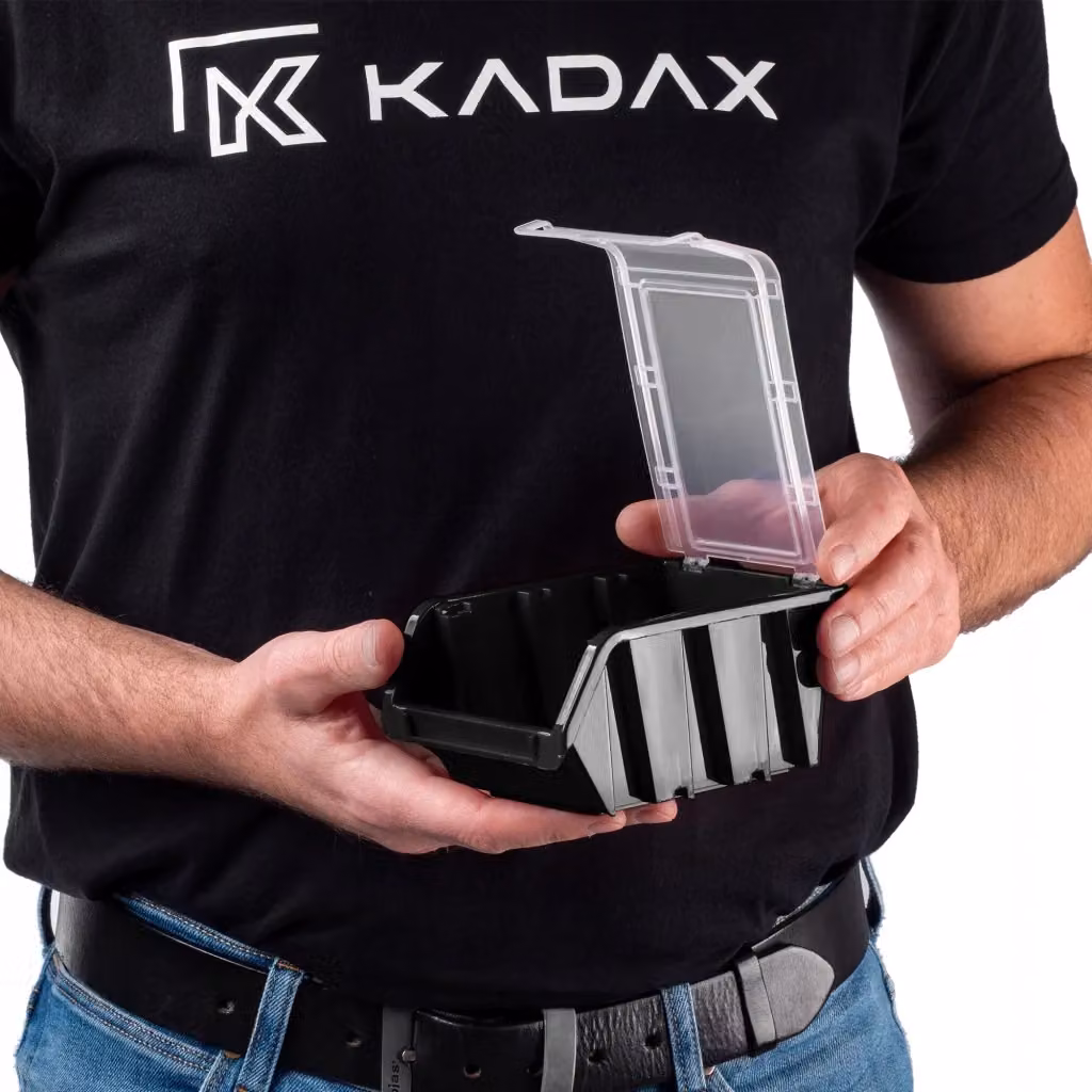 Vassoio organizer in plastica KADAX per officina, nero e trasparente, L: 15,5 cm, P: 10,0 cm, H: 7,0 cm – 2