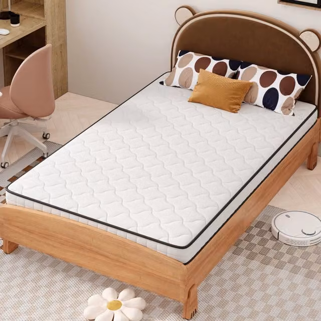 Materasso a molle 90 × 200 cm ergonomico, 10 cm, arrotolato, per tutte le posizioni, in tessuto e metallo, bianco