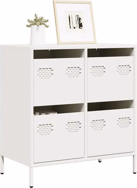 Credenza-Buffet-Armadio da cucina Bianca 68x39x73,5 cm in Acciaio Laminato a Freddo 299354