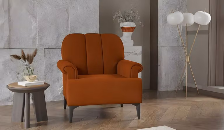 Sessel Einsitzer Stoffsessel Stoff Sitzer Polstersessel Orange Design