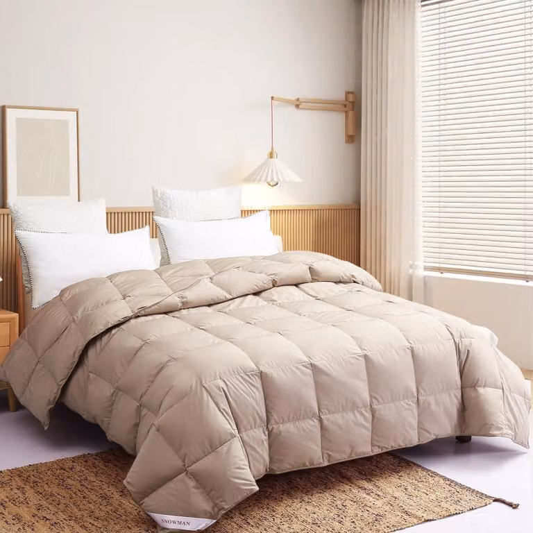 Piumino matrimoniale king size, leggero, 100% cotone, color kaki
