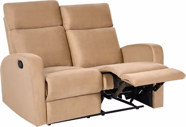 Divano 2 posti con schienale reclinabile manualmente in velluto marrone chiaro design moderno glamour soggiorno