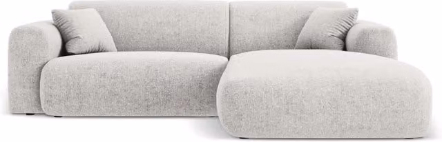 Divano angolare destro Nolio Cosmopolitan Design a 4 posti in ciniglia grigio chiaro L 235 x P 170 x H 72 cm – 1