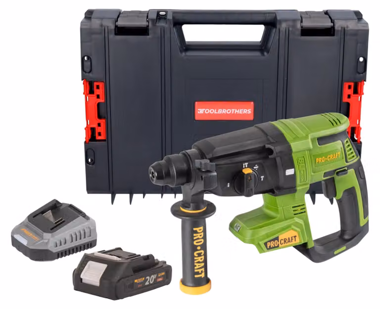 Martello perforatore a batteria Procraft PHA40bb 20 V 2,6 J SDS plus Brushless + 1x batteria 2,0 Ah + caricabatterie + valigetta RHINO