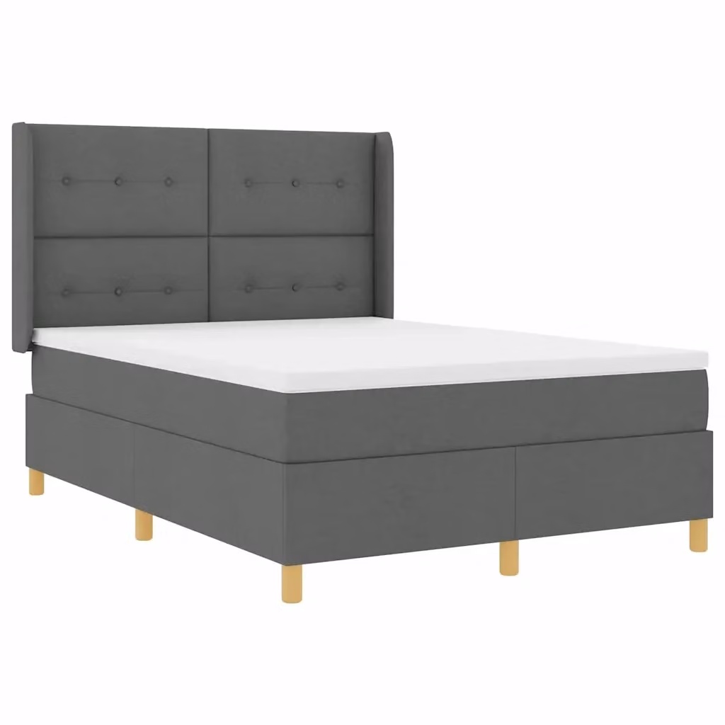 vidaXL Letto a molle moderno con strisce LED sottostante in tessuto grigio L: 160 cm, P: 200 cm – 2