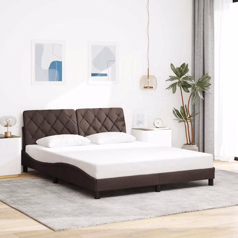 vidaXL Giroletto senza Materasso in Tessuto Marrone Scuro L/P/H: 200 x 160 x 74,5 cm