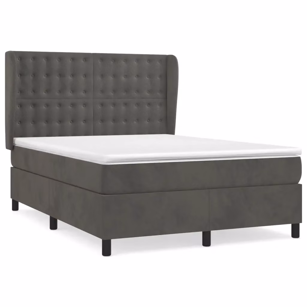 Letto Ibrido vidaXL con Struttura in Legno di Larice e Rivestimento in Velluto Grigio e Bianco L/P/H: 140 x 190 x 31 cm – 2