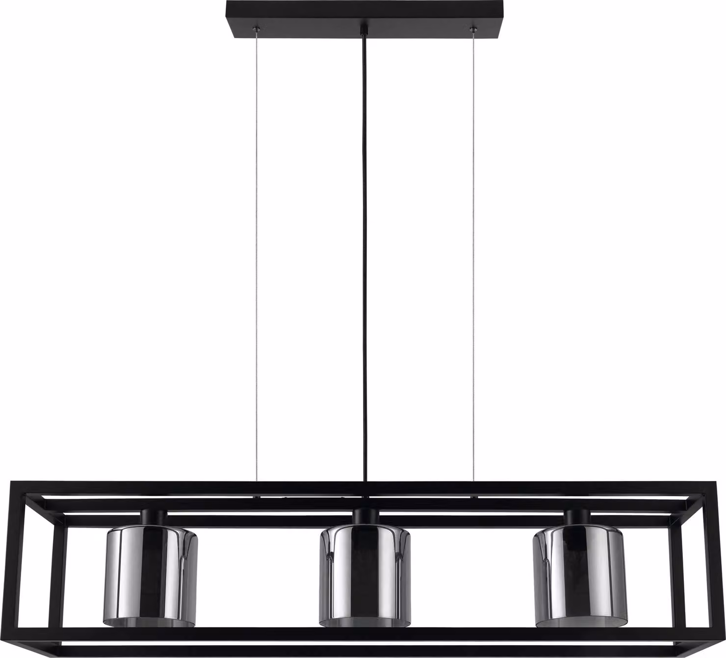 BRISLING Lampada a sospensione E27, design moderno, nero, struttura in metallo con paralume in vetro trasparente, perfetta per sala da pranzo e soggiorno, illuminazione elegante