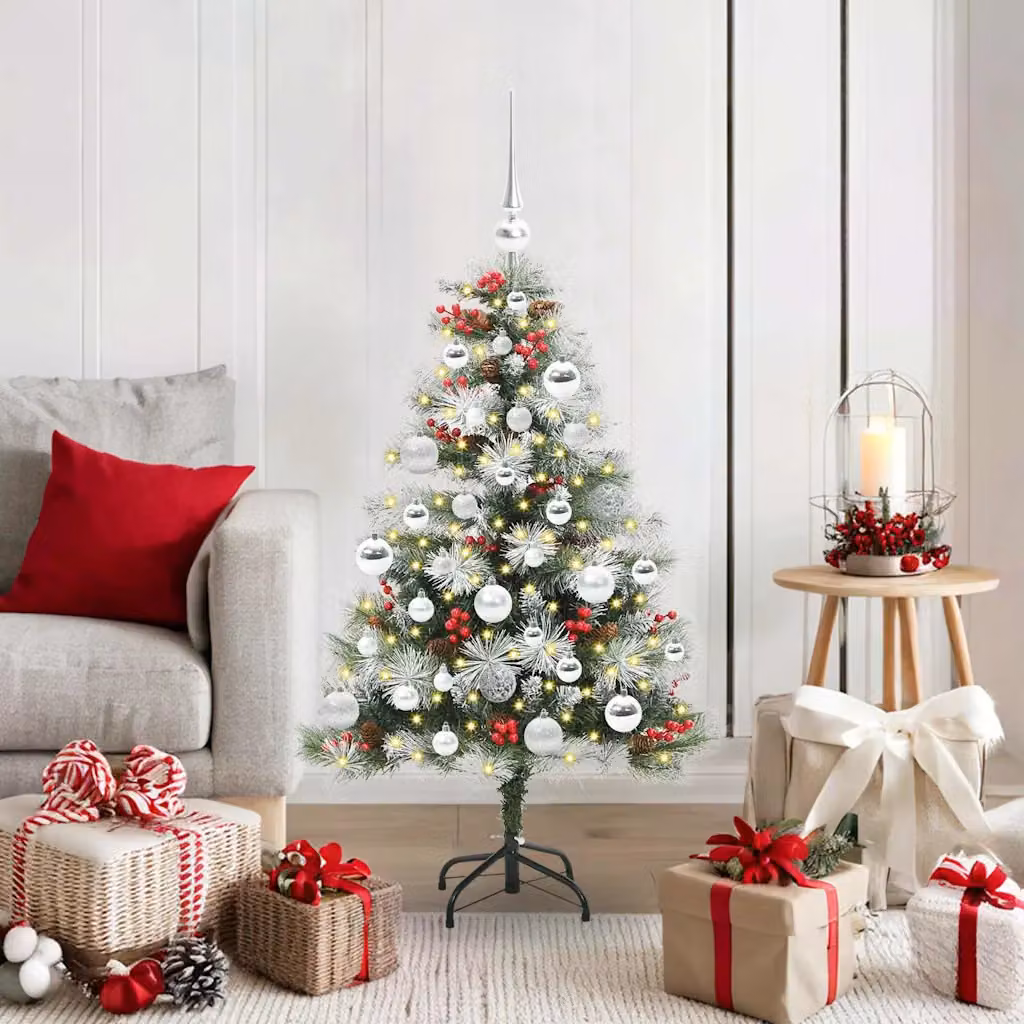 Albero di Natale artificiale moderno vidaXL con luci LED bianco caldo, verde e bianco, Altezza: 120 cm