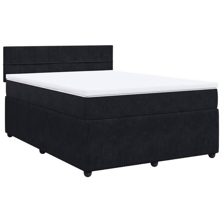Giroletto a Molle con Materasso Nero 140x190 cm in Velluto
