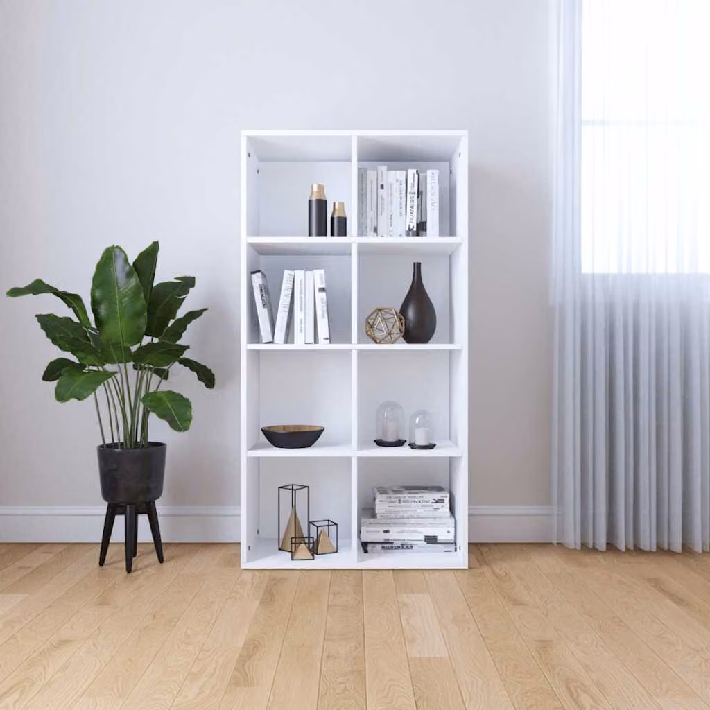 Libreria/Credenza vidaXL Bianca in Legno Multistrato e MDF, L: 66 cm, P: 30 cm, H: 130 cm