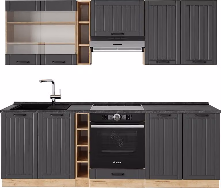 Cucina componibile Vicco Fame-Line Grigio scuro 235 cm , PL Antracite, Model 57543