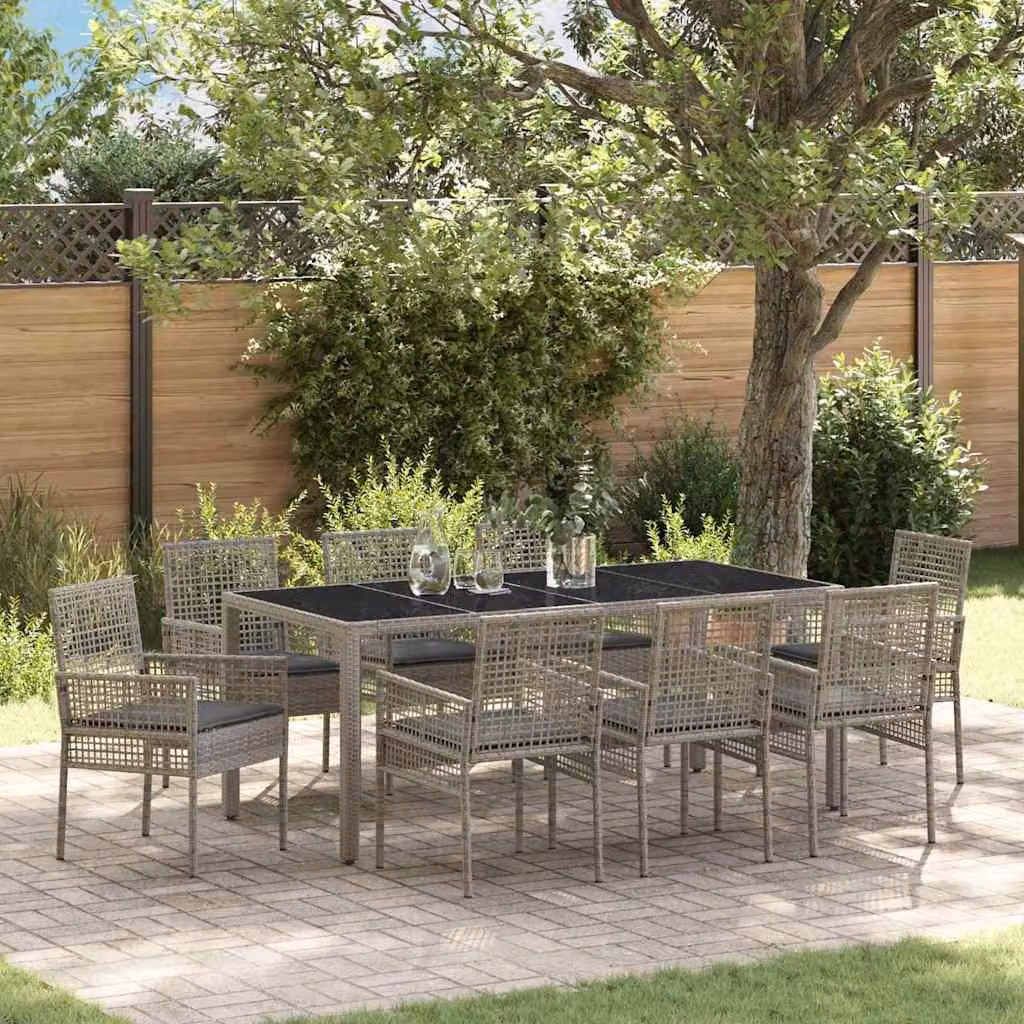 Maison Exclusive - Set da Pranzo per Giardino 9 pcs Grigio polyrattan