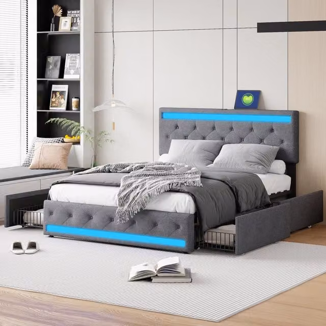 letto matrimoniale legno massello mdf grigio scuro 160 x 200 cm