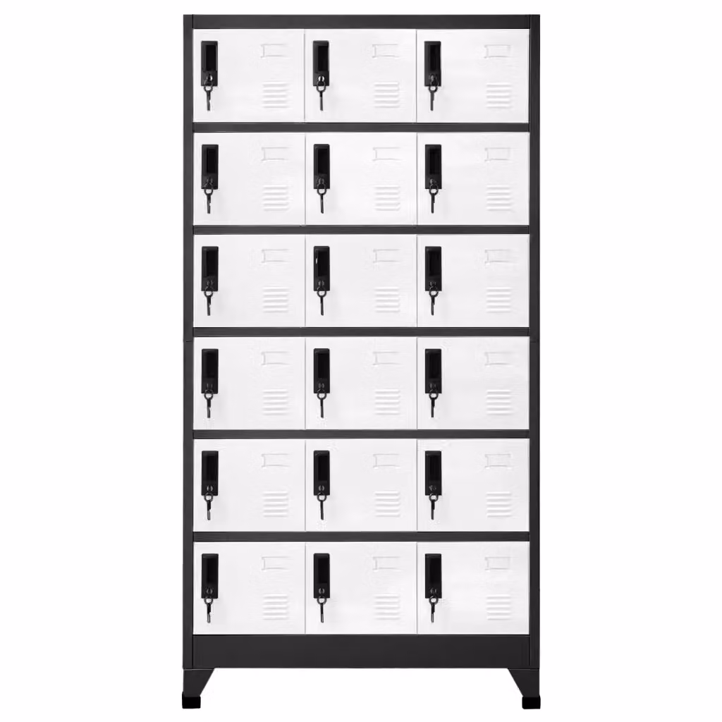 Armadietto moderno HELLOSHOP26 in metallo con ante a battente e serratura, colore antracite e bianco, L: 90 cm, P: 40 cm, H: 180 cm – 2