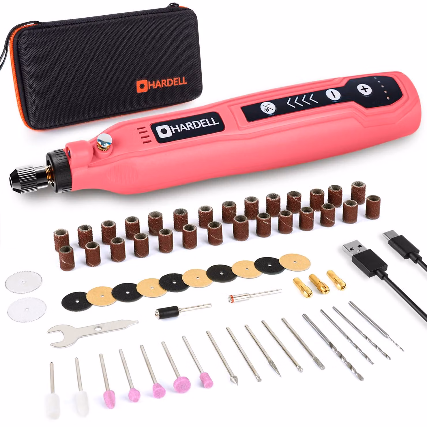 HARDELL Mini utensile rotante a batteria con LED, 5 velocità (5000-18000 giri/min)
